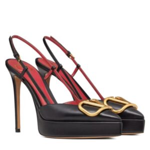 Valentino Women's Vlogo Signature Calfskin Slingback Platform Pump 120MM Black