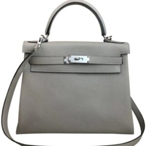 Hermes Kelly Bag 32 Togo Leather Light Gray