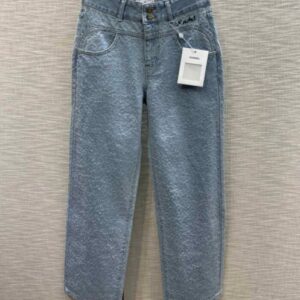 Chanel Women's Straight Jeans Light Blue