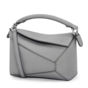 Loewe Mini Puzzle Bag In Soft Grained Calfskin Gray