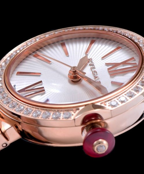 Bvlgari Lvcea Rose Gold Case With Diamonds Automatic Watch White - Image 3