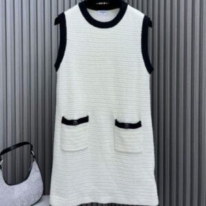 Chanel Women's Sleeveless Knitted Dress White