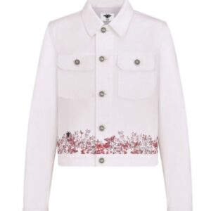 Christian Dior Women's Le Coeur Des Papillons Themed Denim Jacket White