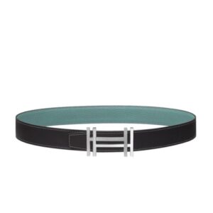 Hermes H Au Carre Belt Buckle & Reversible Leather Strap 32mm Light Blue