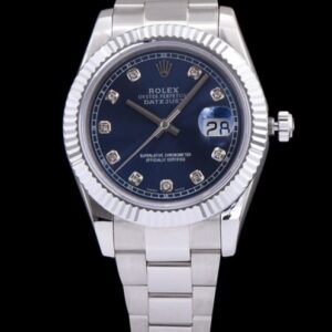Rolex Men s Stainless Steel Mid size Datejust Watches Blue