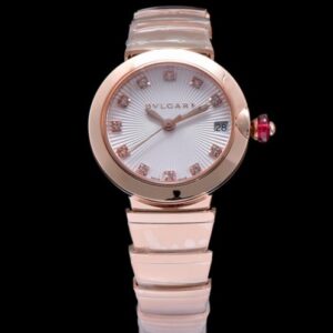 Bulgari golden stainless steel and diamond watch White