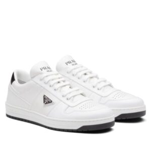 Prada Unisex District Perforated Leather Sneakers White