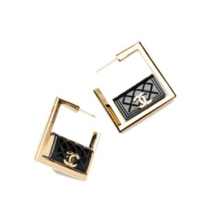 Chanel Women's Hoop Earrings ABC282 Black