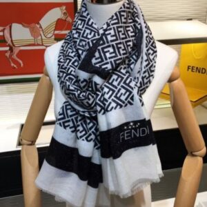 Fendi Women's FF Print Long Scarf Black