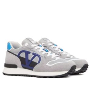 Valentino Men's Vlogo Pace Low-Top Sneaker In Split Leather, Fabric And Calf Leather Blue