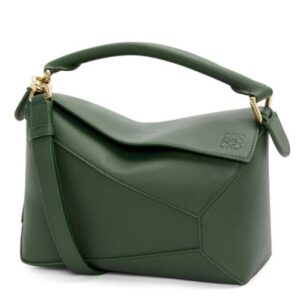 Loewe Mini Puzzle Bag In Classic Calfskin Green
