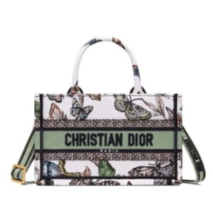 Christian Dior Mini Dior Book Tote With Strap Green