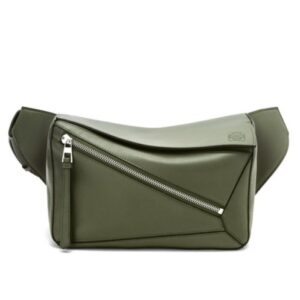 Loewe Small Puzzle Bumbag In Classic Calfskin Green