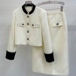 Chanel Women's Tweed Jacket And Skirt Set Cream