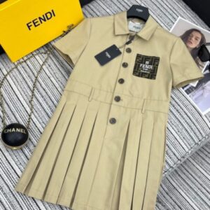 Fendi Women's Gabardine Dress Khaki