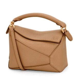 Loewe Mini Puzzle Bag In Soft Grained Calfskin Coffee