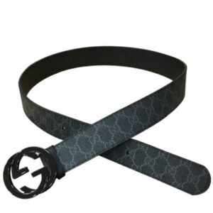 Gucci GG Supreme belt with G buckle 370543 Black