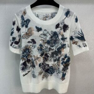 Christian Dior Women's Toile De Jouy Mexico-themed Embroidered Sweater White