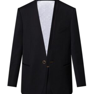 Louis Vuitton Women's Collarless Wool Twill Blazer Black