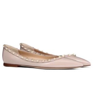Valentino Garavani Patent Rockstud Ballet Flat Light Pink