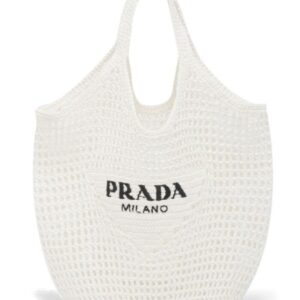 Prada Raffia Tote Bag Cream