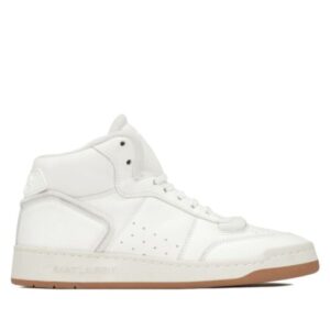 Saint Laurent Women's Sl/80 Mid-Top Sneakers In Smooth And Grained Leather Cream