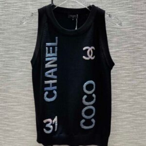 Chanel Women's Logo Embroidery Vest Black