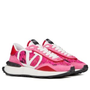Valentino Unisex Lace And Mesh Lacerunner Sneaker Peachblow