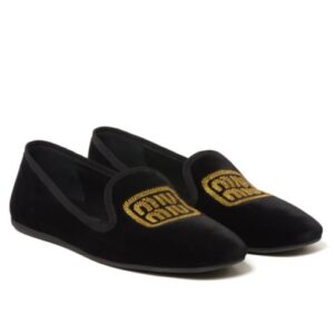 Miumiu Women's Velvet Slippers Black
