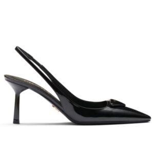 Prada Women's Brushed Leather Slingback Pumps 1I901M Black
