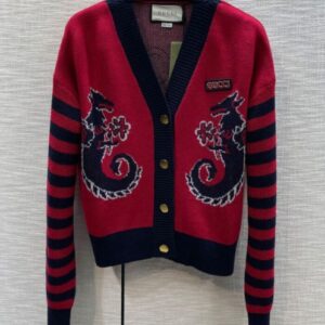 Gucci Women's Year Of The Dragon Limited Edition Knitted Cardigan Red