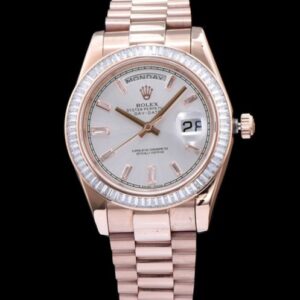 Rolex Men s Stainless Steel Watch With Diamond White