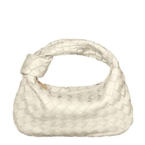 Bottega Veneta Rounded mini hobo bag in woven leather White