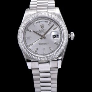 Rolex Stainless Steel President Watch With Diamond White