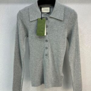 Gucci Women's Polo Collar Sweater Gray