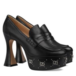 Gucci Women's Platform Loafer With GG Studs 759775 Black