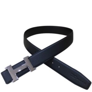 Hermes Men's H belt buckle & leather strap Black