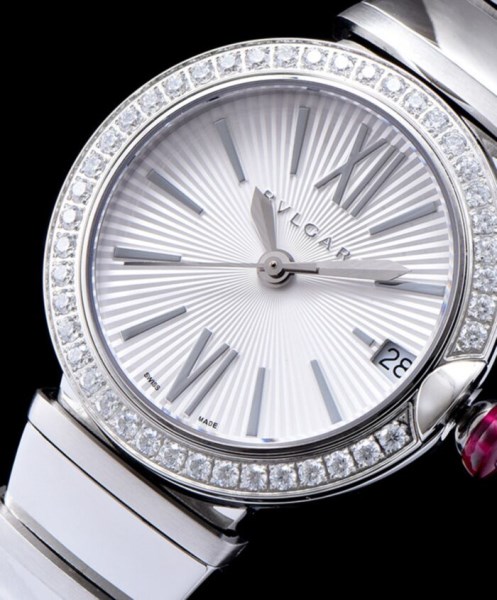 Bvlgari Lvcea Sliver tone Case With Diamonds Automatic Watch White - Image 3