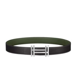 Hermes H Au Carre Belt Buckle & Reversible Leather Strap 32mm Green