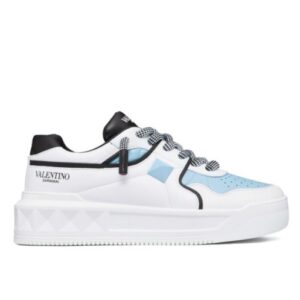 Valentino Unisex One Stud Xl Nappa Leather Low-Top Sneaker Light Blue