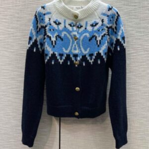 Celine Women's Single Breasted Knitted Cardigan Dark Blue
