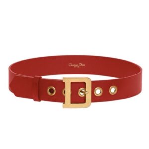 Christian Dior Women's Diorquake Calfskin Belt Red