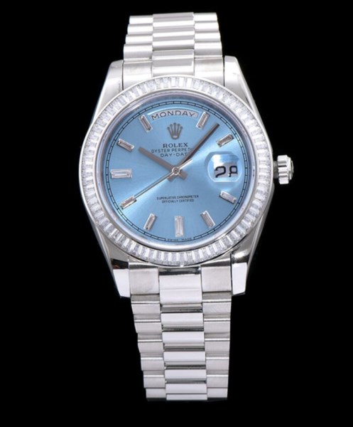 Rolex Men s Stainless Steel Watch With Diamond Blue