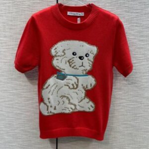 Christian Dior Women's Puppy Intarsia Sweater Red