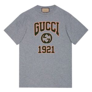 Gucci Women's Cotton Jersey Printed T-Shirt Gray