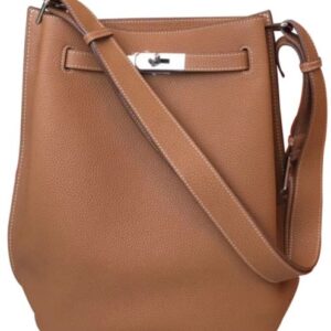 Hermes So Kelly Bag 22 Togo Leather Light Coffee