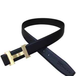 Hermes Men's H belt buckle & leather strap Black
