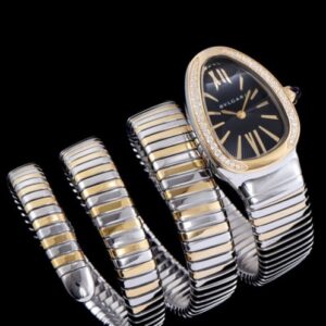 Bvlgari 18ct pink-gold, stainless steel and diamond watch Black