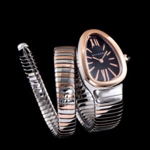 Bvlgari 18ct pink-gold and stainless steel watch Black