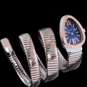 Bvlgari 35mm two tone stainless steel diamond watch Blue